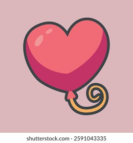love balloon with outline flat vector design.