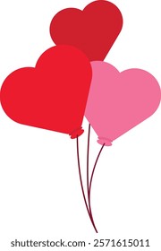 Love Balloon with Three Colors Combination Red Pink