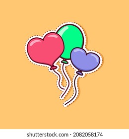 Love Balloon Vector Sticker Icon Logo. Premium Vector