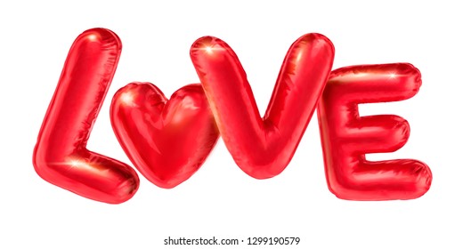 L.O.V.E balloon words in 3d illustration