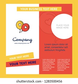 Love balloons Company Brochure Template. Vector Busienss Template