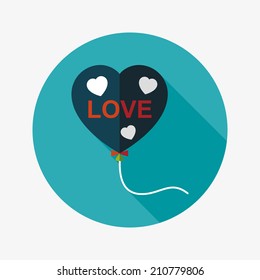 love balloons flat icon with long shadow,eps10