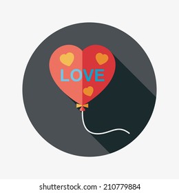 love balloons flat icon with long shadow,eps10