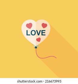 love balloons flat icon with long shadow,eps10