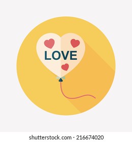 love balloons flat icon with long shadow,eps10