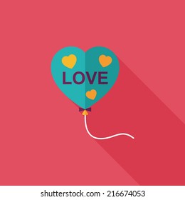 love balloons flat icon with long shadow,eps10