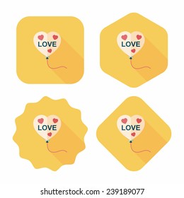 love balloons flat icon with long shadow, eps10