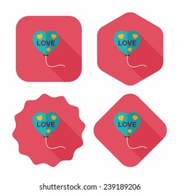love balloons flat icon with long shadow, eps10