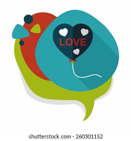 love balloons flat icon with long shadow,eps10