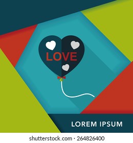 love balloons flat icon with long shadow,eps10