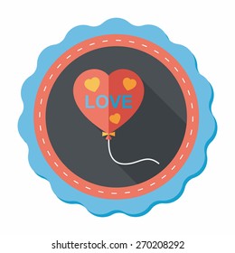 love balloons flat icon with long shadow,eps10