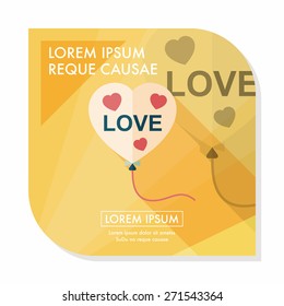 love balloons flat icon with long shadow,eps10