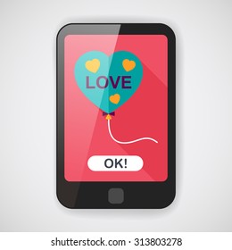 love balloons flat icon with long shadow,eps10