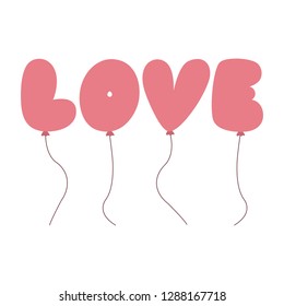 Love balloons isolated
