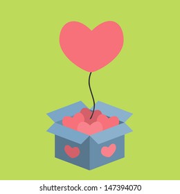 love balloons up out of love box