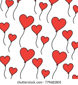 love balloons shape heart romantic lovely seamless pattern
