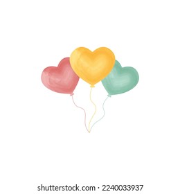 Love Balloons watercolor vector illustration, icon design watercolor