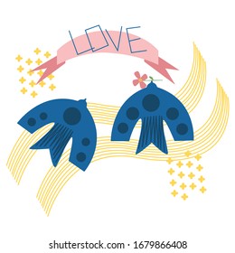 love banner blue doves stars