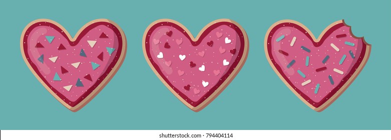 Love banner with heart shape cookies. Valentine day concept