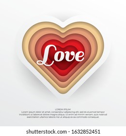 Love Banner Paper Cut Style Template