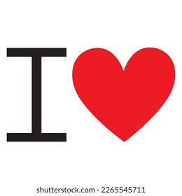 I love banner with a red heart and I letter on white background