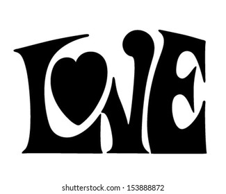 Love Banner - Retro Clip Art Illustration