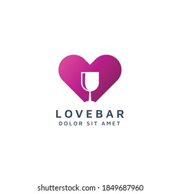 diseño de logotipo de espacio de amor y barra negativa