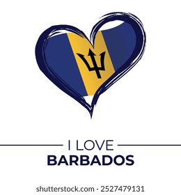 I Love Barbados Banner with Flag in Heart. Barbados love Emblem Isolated on White Background. Vector, Illustration, Isolated, Love, Background.