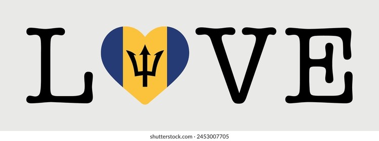 I Love Barbados flag heart icon Ilustración vectorial