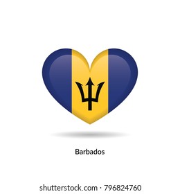 Love Barbados - heart flag. Vector EPS10 Illustration.