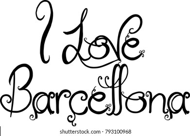 I Love Barcellona text sign illustration on White Background
