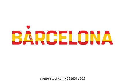 Me encanta Barcelona, Diseño tipográfico, Bandera de España Corporativa en Barcelona, Barcelona, Vector de Barcelona, Amor, Vector, Bandera de España, Amo España