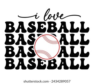 I Love Baseball Retro,Baseball T-shirt,Typography,Baseball Player Svg,Baseball Quotes Svg,Cut Files,Baseball Team,Instant Download svg