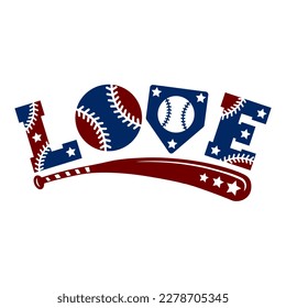 Love baseball, softball . Sports design. Baseball theme design for sport lovers stuff and perfect gift for players and fans	
