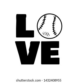 Love baseball sport design. Baseball ball and typography