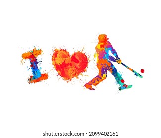 I love baseball. Vector symbol of splash paint