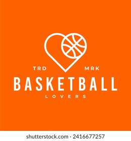 LOVE BASKETBALL LOVERS FANS CLUB HIPSTER VINTAGE LOGO VECTOR ICON ILLUSTRATION