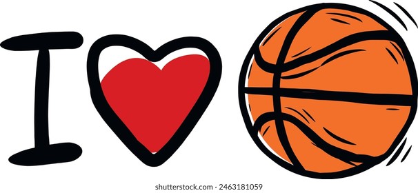 Me encanta el baloncesto. Arte vectorial separado