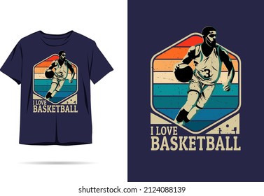 I love basketball silhouette t shirt design