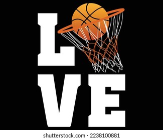 "Love" Basketball T-shirt shirt or Poster Design in Illustration. Eps-10.