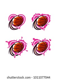 Love Basketball Vector Set of 4