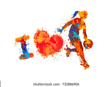 I love basketball. Watercolor splash paint. Vector