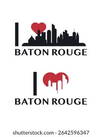 Eu amo Baton Rouge vetor arte, distintivo, tag, ícone, conceito de logotipo. EUA, cidade do estado de Nova York marcos e coração isolado layout de imagem para impressão, imagem, cartão