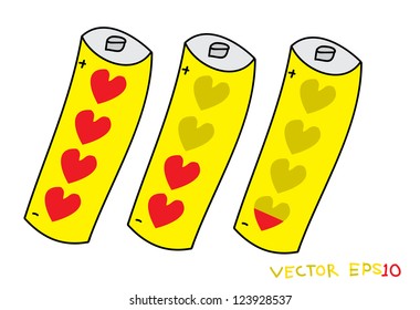 Love battery cell .Vector illustration