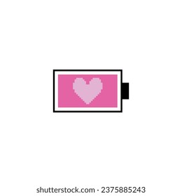 Love Battery Energy Logo Icon in Pixel Art