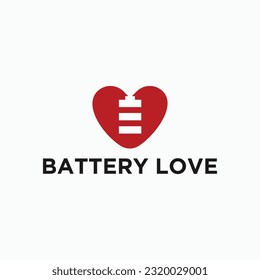 love with battery logo design vector silhouette illustration