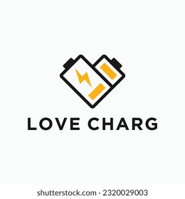 Amor por el diseño del logotipo de la batería ilustración de la silueta vectorial