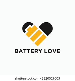 love with battery logo design vector silhouette illustration
