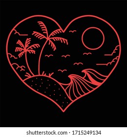 love beach line art vector
