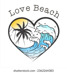 Love Beach logo, company logo design idea, vector illustration